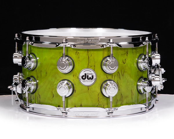DW Collector's 7x14 Birch Snare - Neon Green over Kurillian Birch (1268833)
