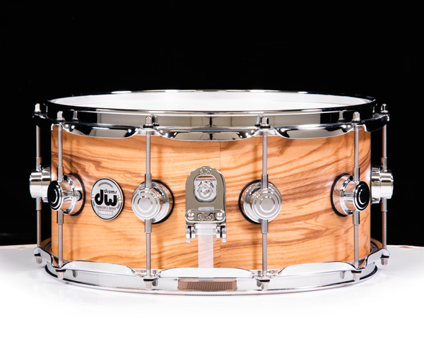 DW Collector's Series Maple 6.5x14 Snare Drum Olive Ash Burl Hard Satin