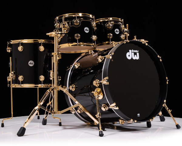 DW Collector's 4pc Maple Kit - Gloss Black w/ Gold HW 10/12/16/22