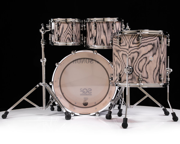 Sonor SQ2 4pc Maple Kit - Snow Tiger w/Solid White Hoops 10/12/16/22