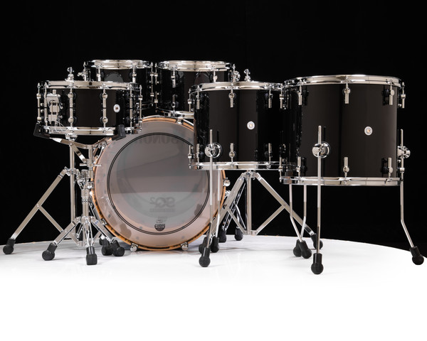 Sonor SQ2 6pc Medium Maple Kit - Solid Black 10/12/14/16/22/14SD