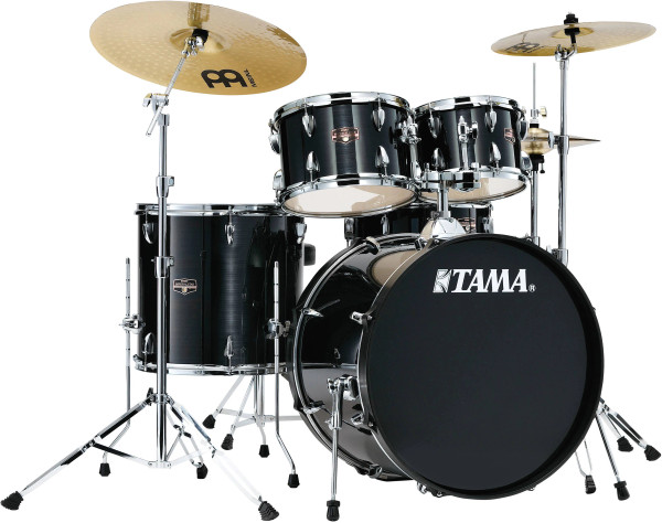 Tama ImperialStar 5pc Complete Drum Set W/ Meinl Cymbals, Hardware, Throne - Hairline Black (IE52CHBK)