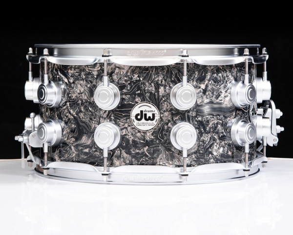 DW Collector's 7x14 Maple SSC Snare - Silver Abalone w/Satin Chrome