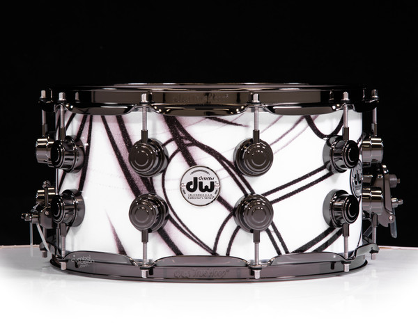 DW Collector's 7x14 SSC Maple Snare - White Contrails with Black Nickel