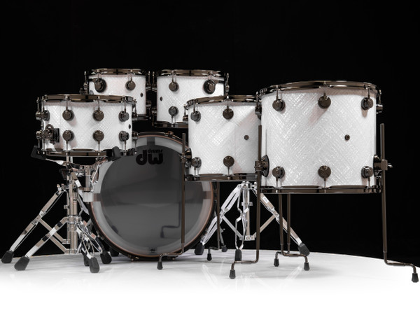 DW Collector's  6pc Maple SSC Kit - White Crystal w/Black Nickel HW