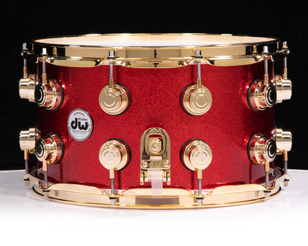 DW Collector's 8x14 SSC Maple Snare - Red Sparkle Lacquer w/ Gold HW
