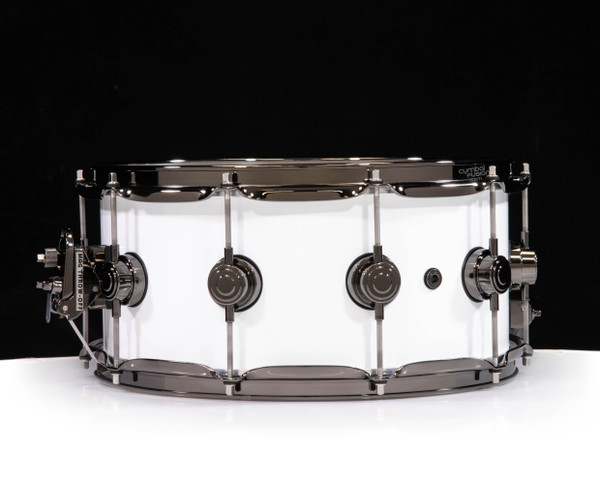 DW Collector's 6.5x14 Brass Snare Drum w/Black Nickel - Polar White