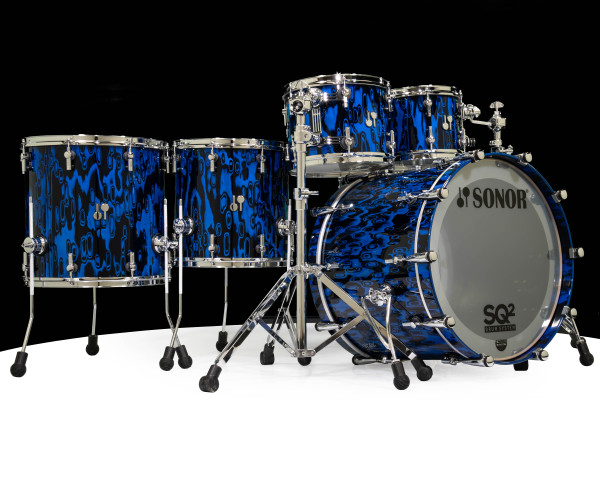 Sonor SQ2 6pc. Medium Maple Kit - Blue Tribal 10/12/14/16/22/14SD