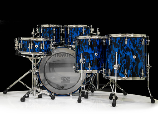 Sonor SQ2 6pc. Medium Maple Kit - Blue Tribal 10/12/14/16/22/14SD