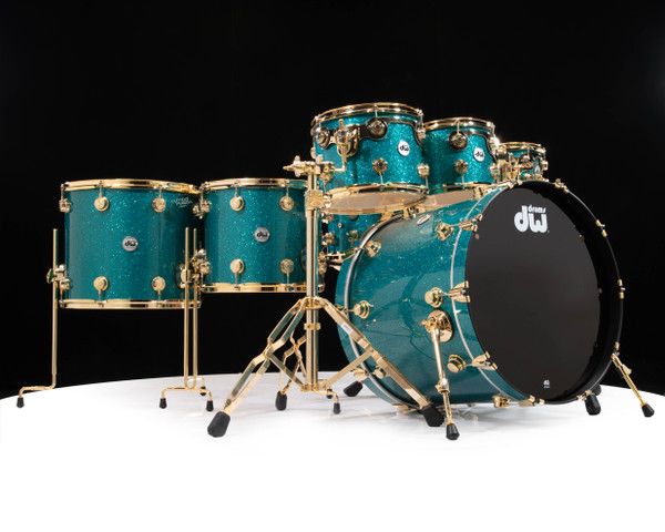  DW Collector's 7pc Maple SSC Shells Teal Glass w/Gold HW (1355514)