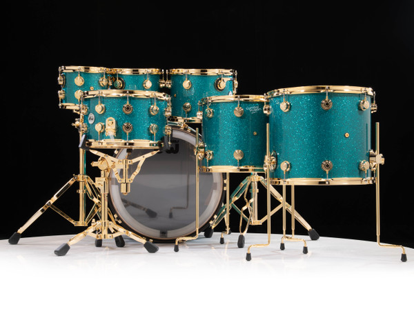 DW Collector's 7pc Maple SSC Shells Teal Glass w/Gold HW