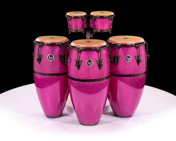 LP Custom Galaxy Conga Set + Bongos - Pink Sparkle - Sergio Serna