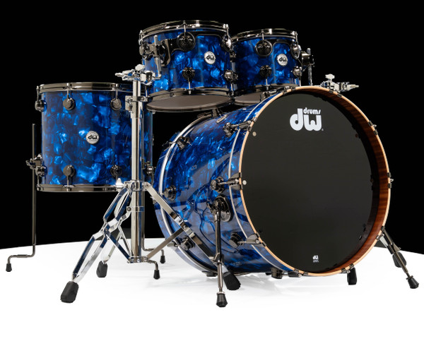 DW Collector's 4pc Maple/Mahogany Kit- Blue Moonstone w/Black Nickel