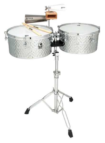 Toca Proline 14" & 15" Timbale Set w/stand - Stainless Steel (TPT1415-SS)