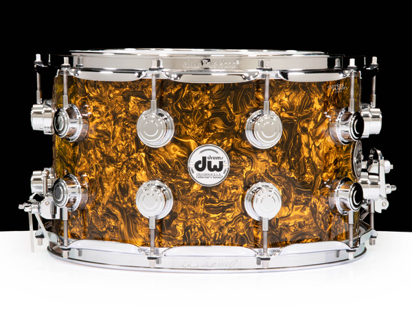 DW Collector's 8x14 Maple SSC Snare-Gold Abalone w/ Chrome Hardware (DRX10814SSC085)