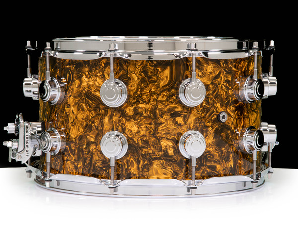 DW Collector's 8x14 Maple SSC Snare-Gold Abalone w/ Chrome Hardware