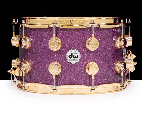 DW Collector's 8x14 Maple SSC Snare Drum - Purple Glass w/Gold HW
