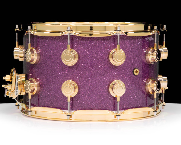 DW Collector's 8x14 Maple SSC Snare Drum - Purple Glass w/Gold HW