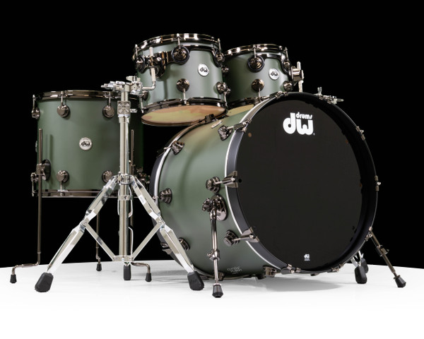 DW Collector's 4pc Maple SSC Kit Army Green Hard Satin w/Black Nickel (1367252)