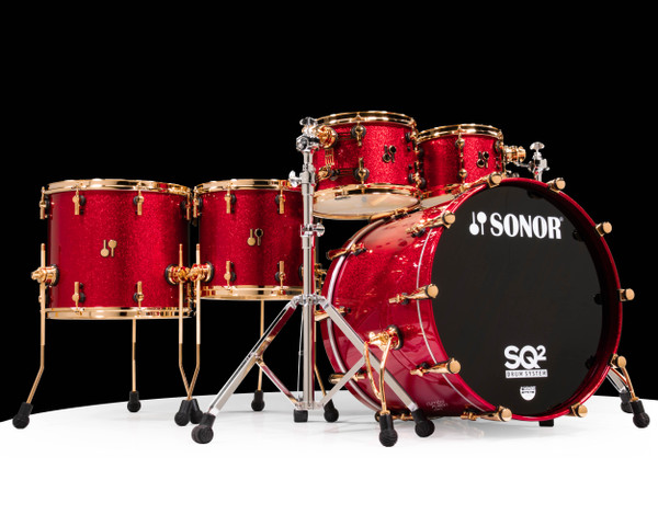 Sonor SQ2 5pc Vintage Birch Shell  Pack  - Red Sparkle w/Gold Hardware