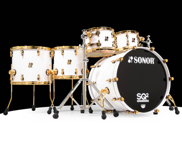 Sonor SQ2 5pc Beech Shell Pack - Solid White Lacquer w/Gold Hardware