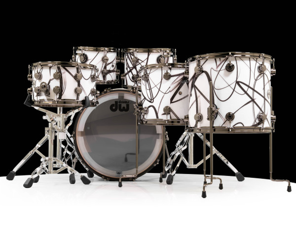 DW Collector's 6pc SSC Maple Kit - White Glass Contrails w/Black Nickel
