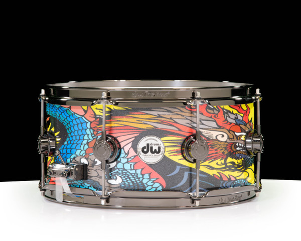 DW Collector's 6.5x14 Brass Snare Drum - Custom Wrap - Yellow Dragon (DRVB6514SVN-8L-YD)
