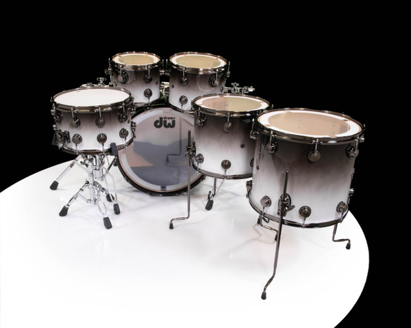 DW Collector's 6pc SSC Maple Kit Solid White to Candy Black Fade