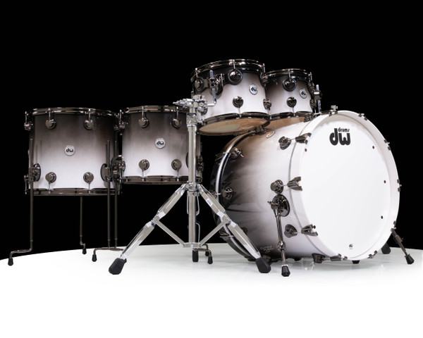 DW Collector's 6pc SSC Maple Kit Solid White to Candy Black Fade