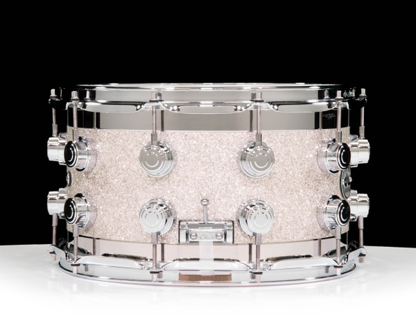 DW Collector's Series 8x14 Maple Edge Snare - Broken Glass w/Chrome