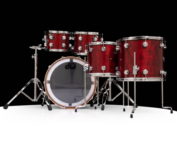 DW Collector's 5pc 333 Maple Kit - Black Cherry Stain over Quilted Sapele
