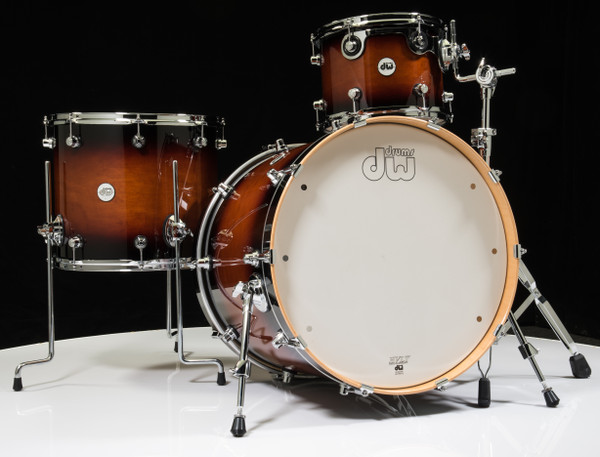 DW Design Series 3pc Drum Set - Tobacco Burst 12/16/22