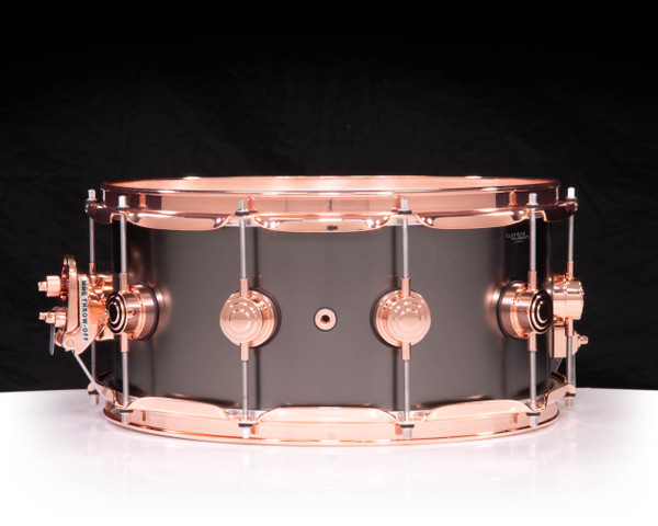 DW Collector's Series 6.5x14 Satin Black Nickel Over Brass Snare Drum with Copper Hardware