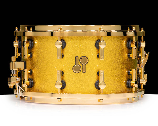 SONOR SQ2 14x8 Vintage Maple Snare Drum - Gold Sparkle with Gold Hardware Hella Hoops