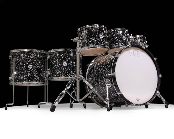 DW Design Series 6pc Shell Pack - Black Lightning 8/10/12/14/16/22