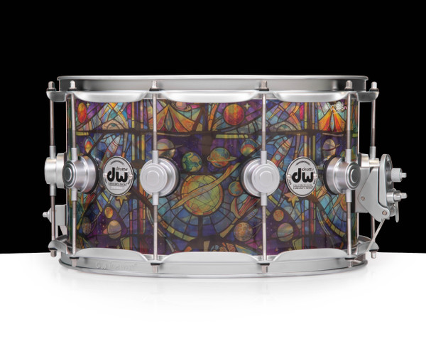 DW Collector's Stained Glass Galaxy Acrylic 8x14 Snare w/ Satin Chrome Hardware