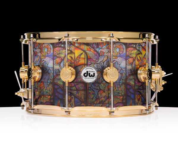 DW Collector's Stained Glass ELEPHANT Acrylic 8x14 Snare w/ Gold Hardware