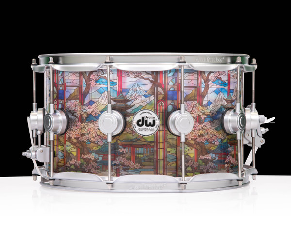 DW Collector's Stained Glass Cherry Blossom Acrylic 8x14 Snare w/ Satin Chrome Hardware
