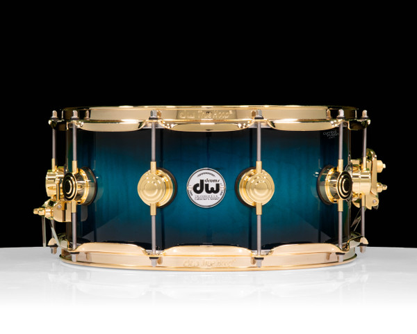 DW Collector's Series 6.5x14 Curly Maple on Cherry Mahogany - Regal to Black