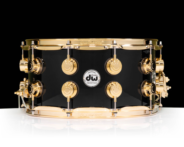 DW Collector's 7x14 SSC Maple Snare - Gloss Black w/Gold HW