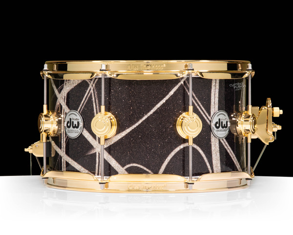 DW Collector's 7x13 SSC Maple Snare - Smoke Glass Contrails w/Gold HW
