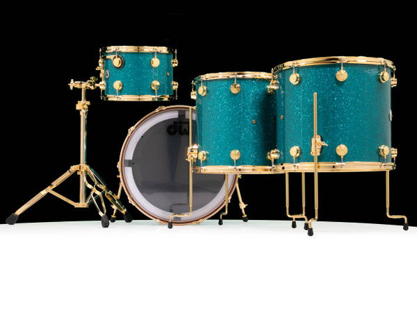 DW Collector's 4pc Maple/Mahogany Kit - Teal Glass with Gold back view