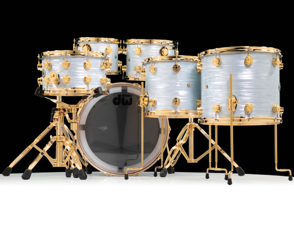 DW Collector's SSC Maple Pale Blue Oyster with Gold 6pc 10/12/14/16/22/14 BACK VIEW
