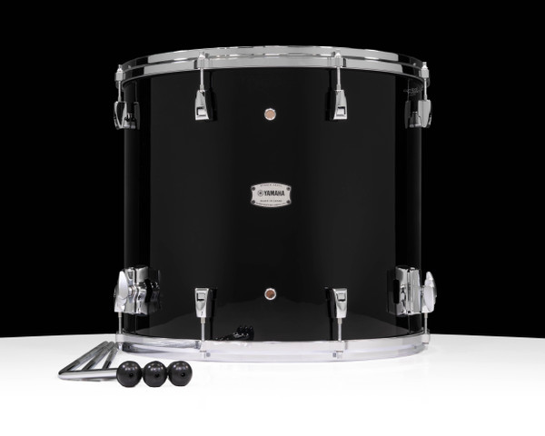Yamaha PHX 18”x16” Floor Tom – Solid Black w/ Chrome front view