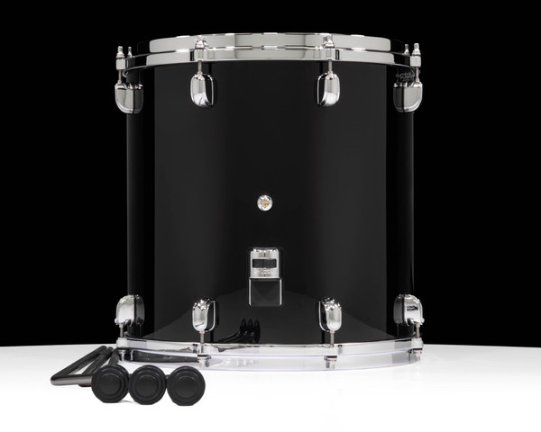 Tama Starclassic Maple 14”x14” Floor Tom – Piano Black w/ Chrome Hardware (MAF1414PBK) back view
