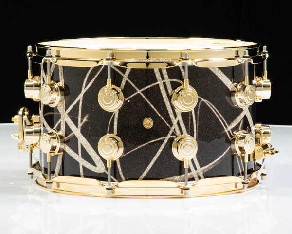 DW Collector's SonicPly 7x14 Snare - Smoke Glass Contrails Gold Hardware back view