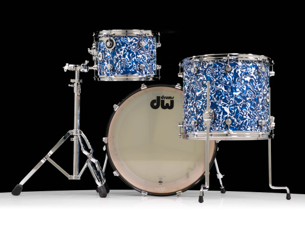 DW Design Series Blue Lightning 3pc Drum Set 12/16/22 back view