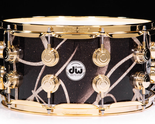 DW Collector's Series SonicPly 7x14 Snare - Smoke Contrails with Gold Hardware