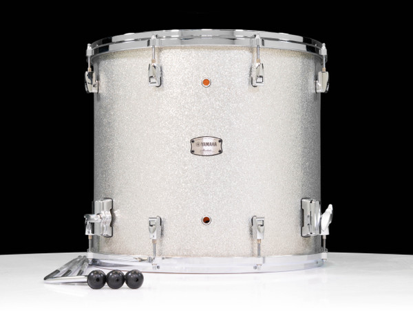 Used Yamaha Absolute Hybrid Maple Floor Toms 16x18 Silver Sparkle front view