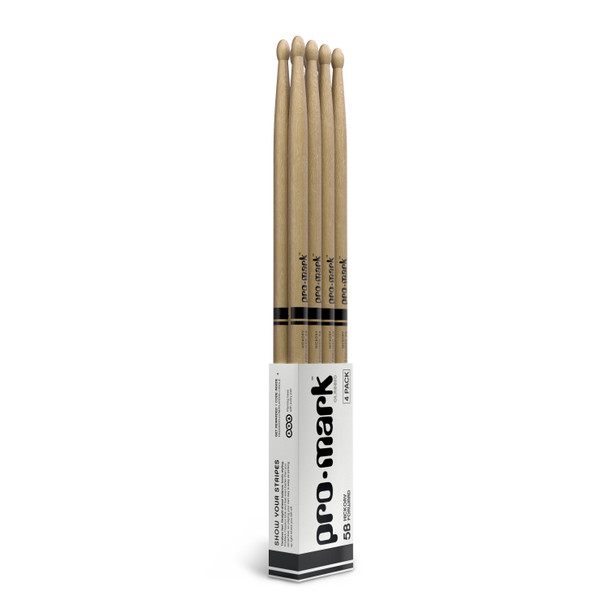 Promark Classic Forward 5B Hickory Drumstick, Oval Wood Tip, 4-Pack product image